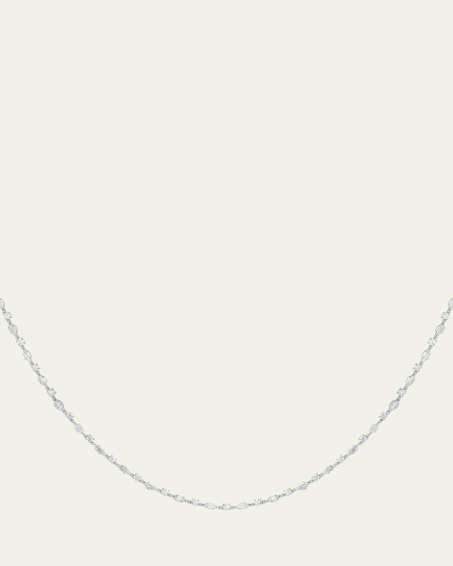 18K White Gold Hexagonal Diamond Necklace